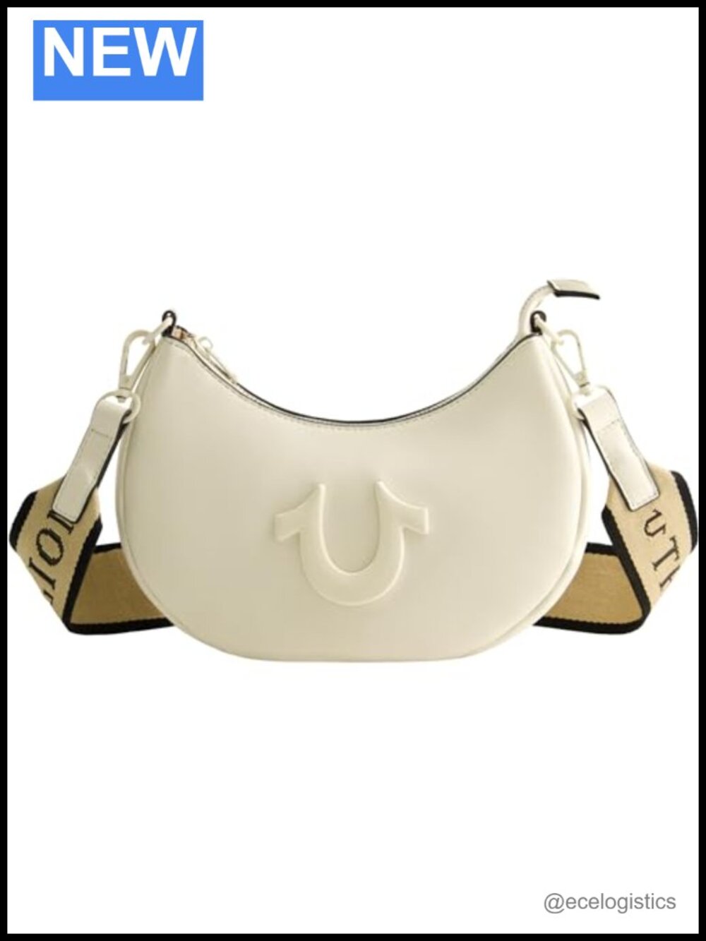 Crescent Hobo Handbag with Adjustable Strap and Horseshoe Logo